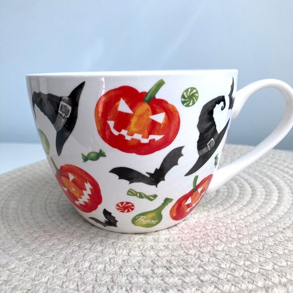 Halloween Portobello Pumpkin Witch Mug Bone China Large Big Bowl Printed - Picture 1 of 8